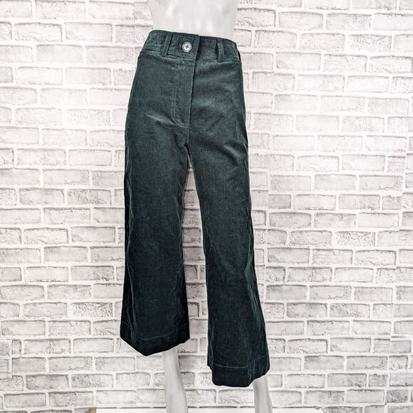 Nathalie Dumeix Paris Women's Wide Leg Corduroy Trouser Pants in Green size 38 - Picture 1 of 10